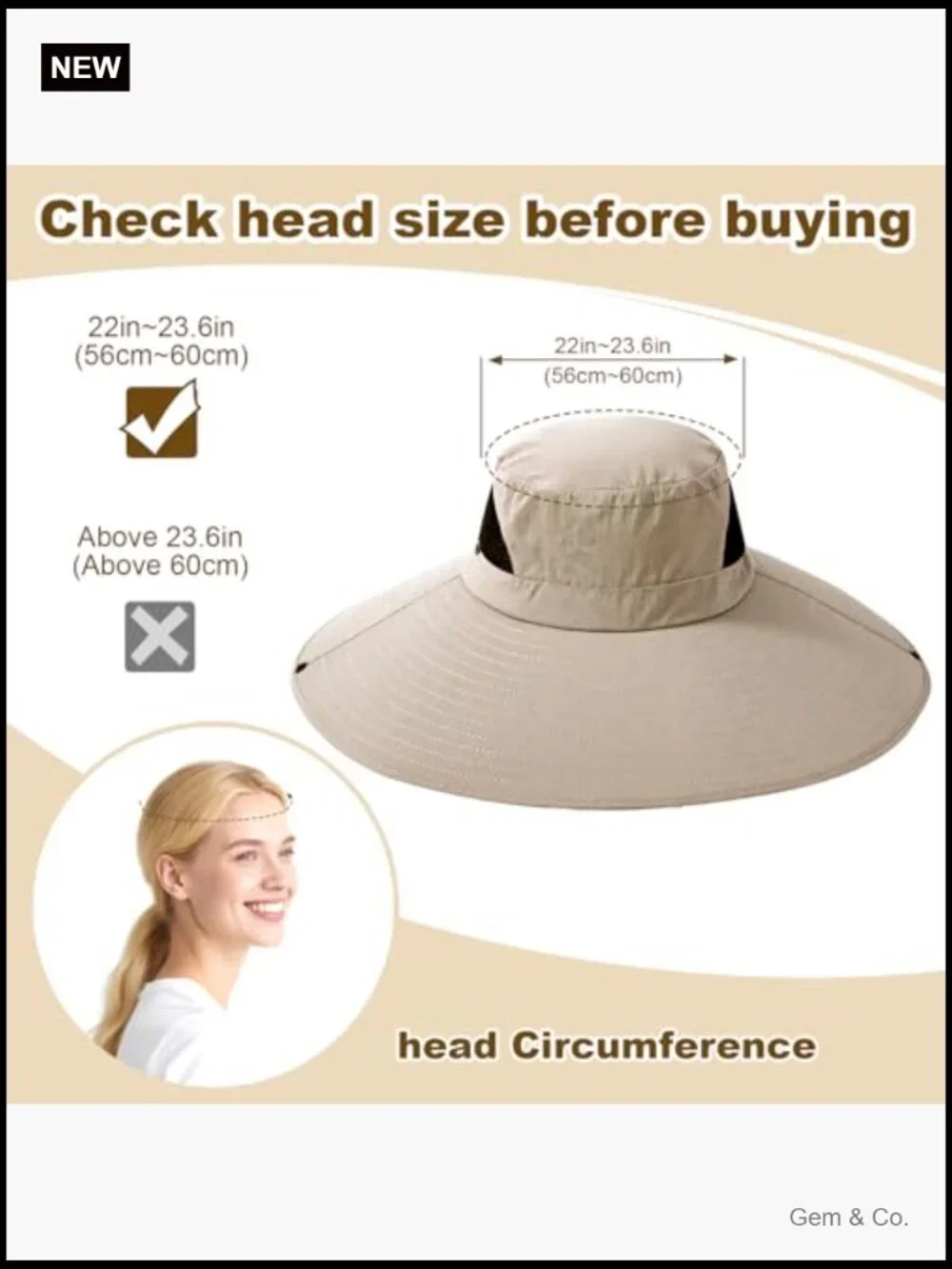 UPF50+ Wide Brim Fishing Hat, Waterproof Bucket Sun Hat for Outdoor